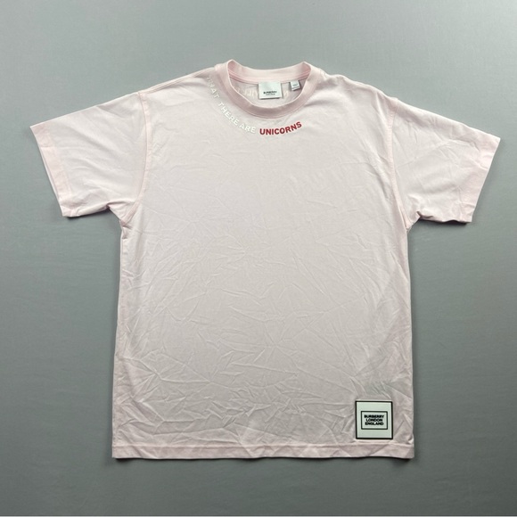 Burberry Oversized Pink T Shirt Size Adult Extra Small XS Unicorn Unisex London - Picture 1 of 9